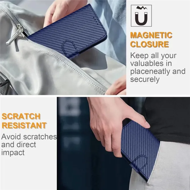 Housse iPhone 17 Pro Max à Texture Carbone et Lanière