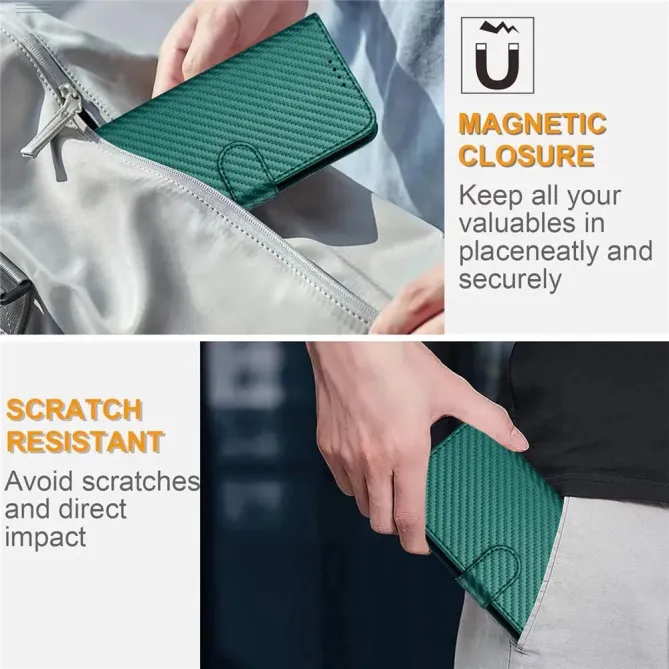 Housse iPhone 17 Pro Max à Texture Carbone et Lanière