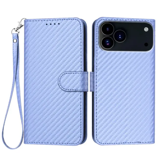 Housse iPhone 17 Pro Max à Texture Carbone et Lanière