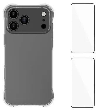 Pack iPhone 17 Pro Max | Coque Coins Renforcés Transparente avec 2 Ver