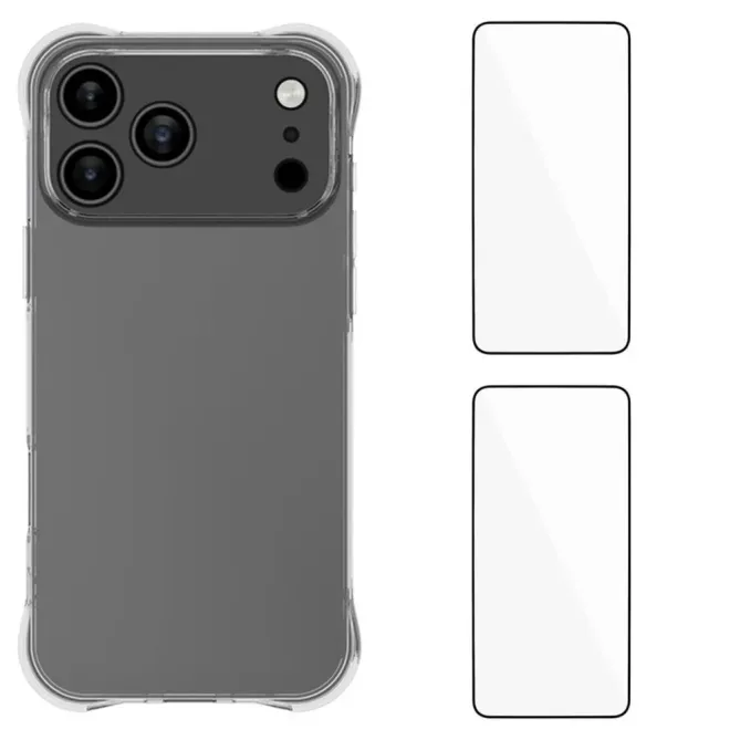 Pack iPhone 17 Pro Max | Coque Coins Renforcés Transparente avec 2 Ver