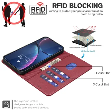 Housse iPhone 17 Pro Max Porte-Cartes en Simili Cuir | BF32 Vin Rouge - photo 6
