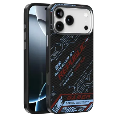 Coque iPhone 17 Pro Max Design Circuit Bleu et Rouge