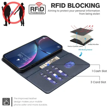 Housse iPhone 17 Pro Porte-Cartes en Simili Cuir | BF32 Bleu marine - photo 17