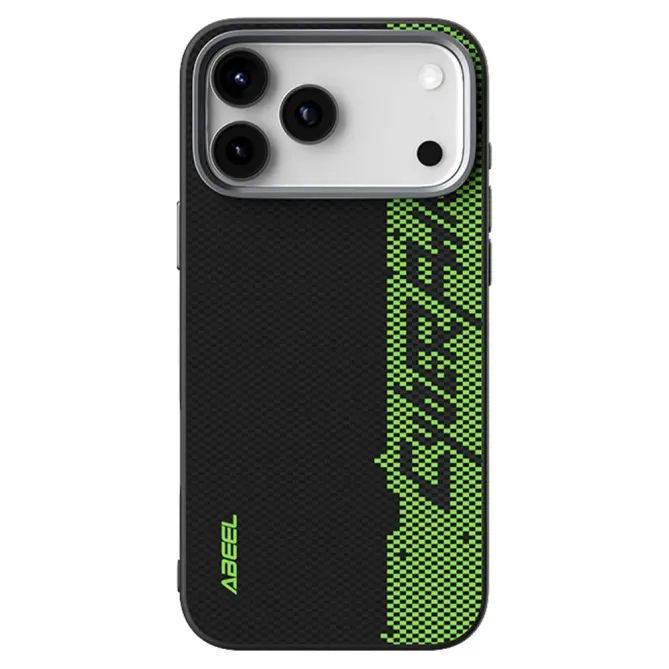 Coque iPhone 17 Pro Racing Noir et Vert Compatible MagSafe
