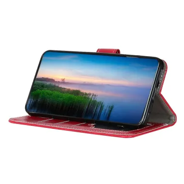 Housse iPhone 17 Pro effet cuir luxueux coutures Rouge - photo 8
