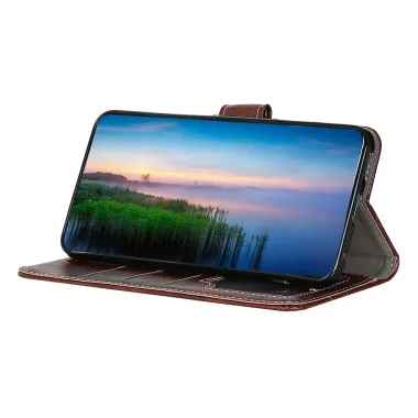 Housse iPhone 17 Pro effet cuir luxueux coutures Marron - photo 13