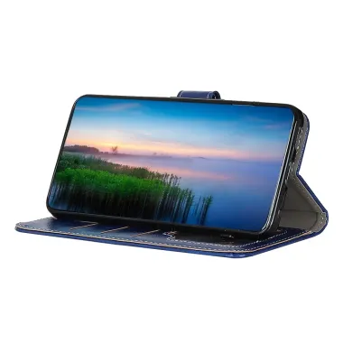 Housse iPhone 17 Pro effet cuir luxueux coutures Bleu marine - photo 18