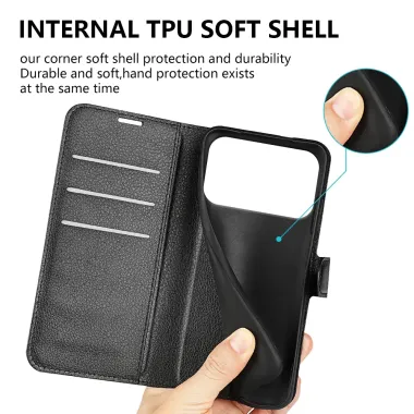 Housse iPhone 17 Pro portefeuille style cuir Noir - photo 2