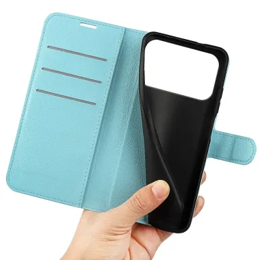 Housse iPhone 17 Pro portefeuille style cuir Bleu clair - photo 13