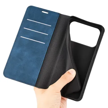 Étui iPhone 17 Pro simili cuir fonction stand Bleu marine - photo 2