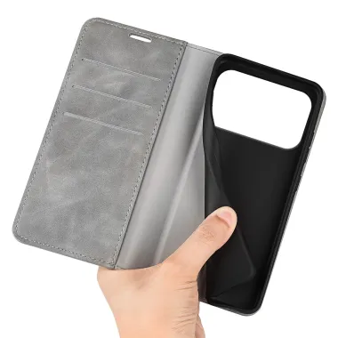 Étui iPhone 17 Pro simili cuir fonction stand Gris - photo 14
