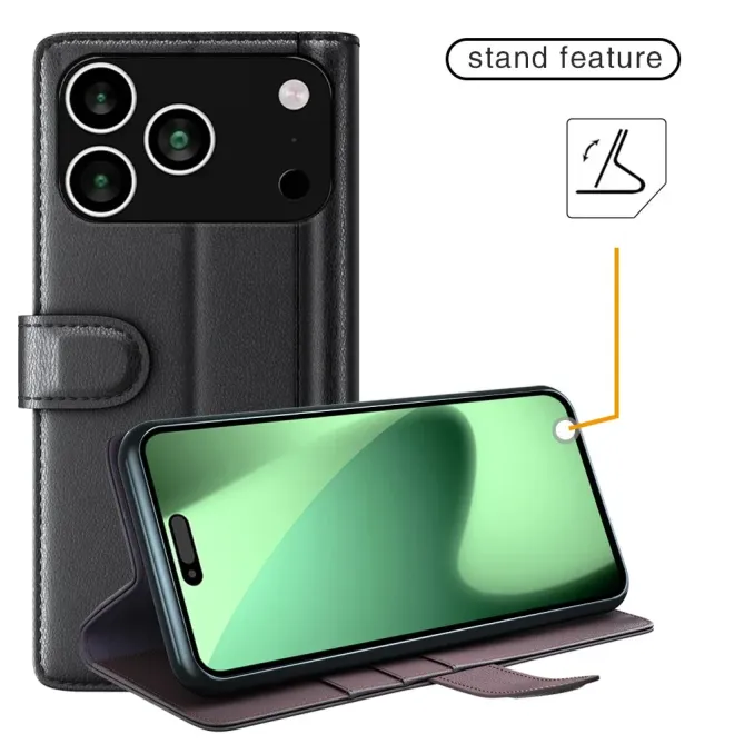 Étui iPhone 17 Pro portefeuille en cuir premium