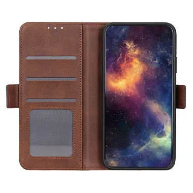 Étui iPhone 17 Pro portefeuille revêtement simili cuir mat Marron - photo 2