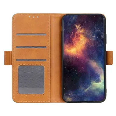 Étui iPhone 17 Pro portefeuille revêtement simili cuir mat Marron Clair - photo 15