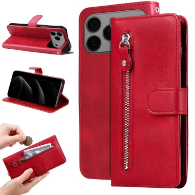 Housse iPhone 17 Pro Zipper Pocket Fonction Support Rouge - photo 2