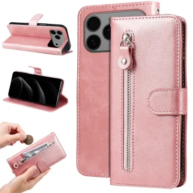 Housse iPhone 17 Pro Zipper Pocket Fonction Support Or Rose - photo 26