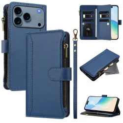 Housse iPhone 17 Pro avec Lanière | 9 Cartes à Fermeture Zippée