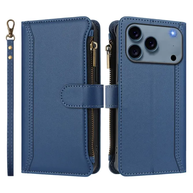 Housse iPhone 17 Pro avec Lanière | 9 Cartes à Fermeture Zippée