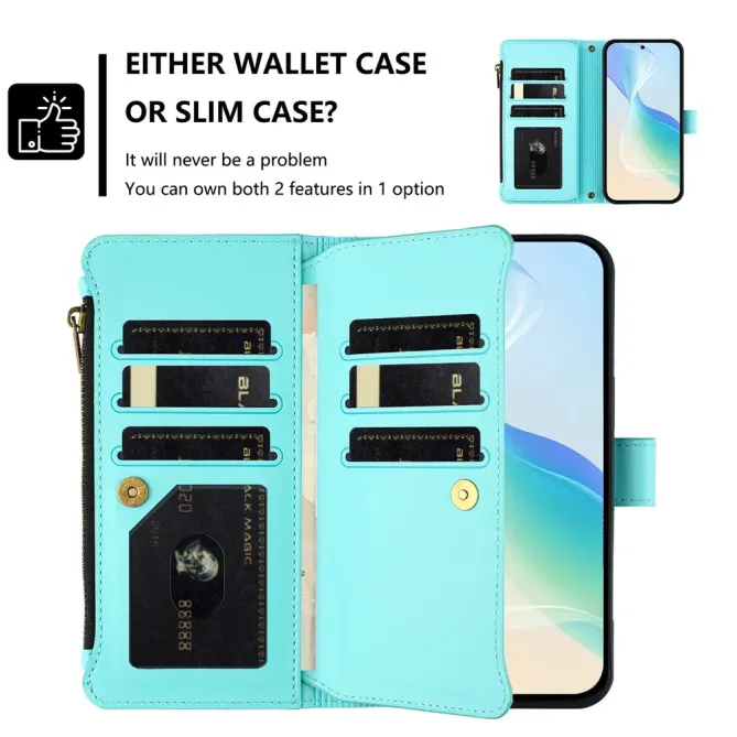 Housse iPhone 17 Pro avec Lanière | 9 Cartes à Fermeture Zippée