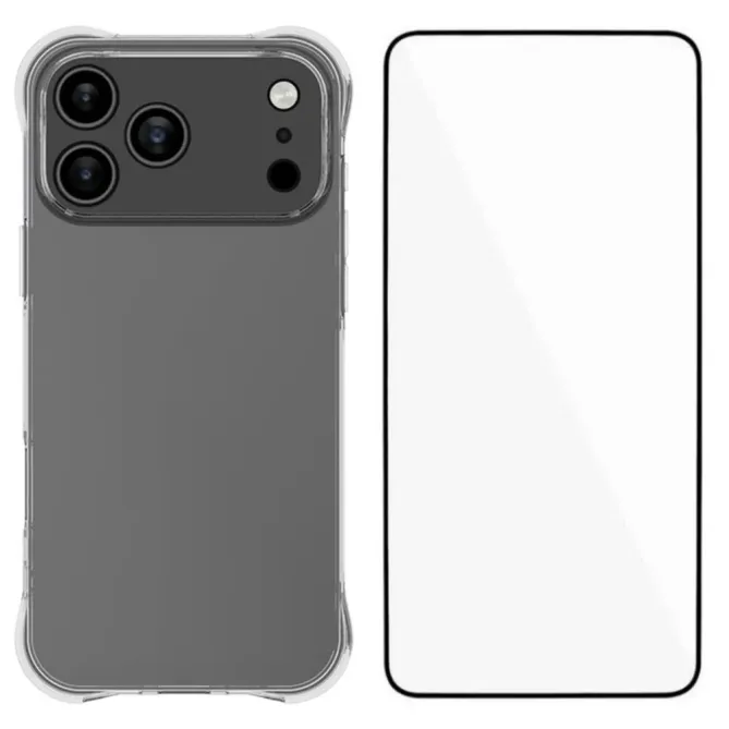 Pack iPhone 17 Pro | Coque Coins Renforcés Transparente avec Verre Tre