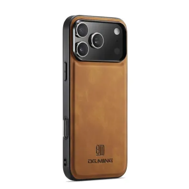 Coque iPhone 17 Pro DG.MING imitation cuir Marron Clair - photo 9