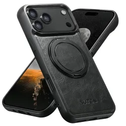 Coque iPhone 17 Pro Effet Cuir Ciré avec Anneau