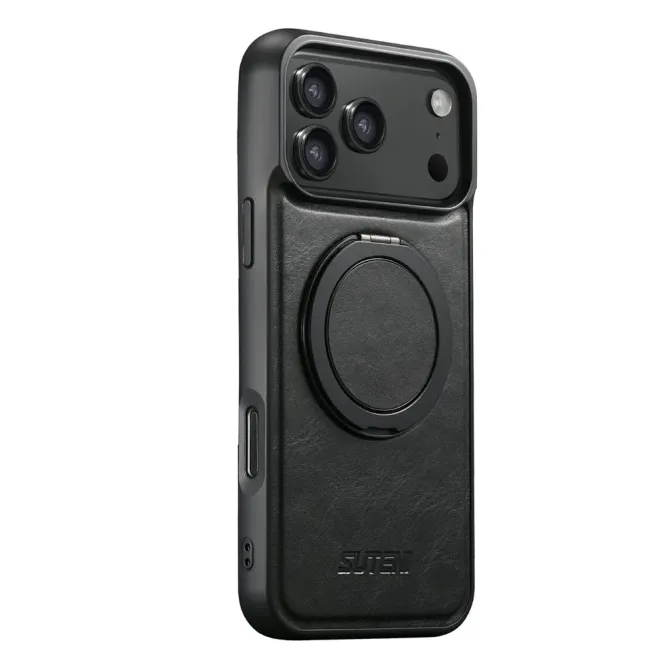 Coque iPhone 17 Pro Effet Cuir Ciré avec Anneau