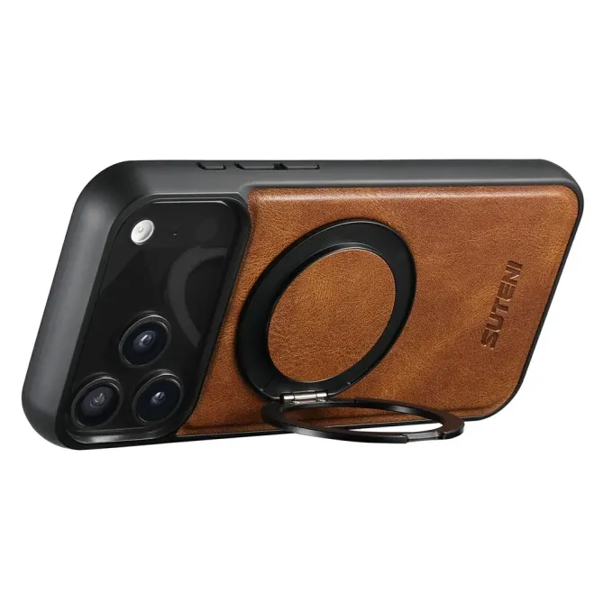 Coque iPhone 17 Pro Effet Cuir Ciré avec Anneau