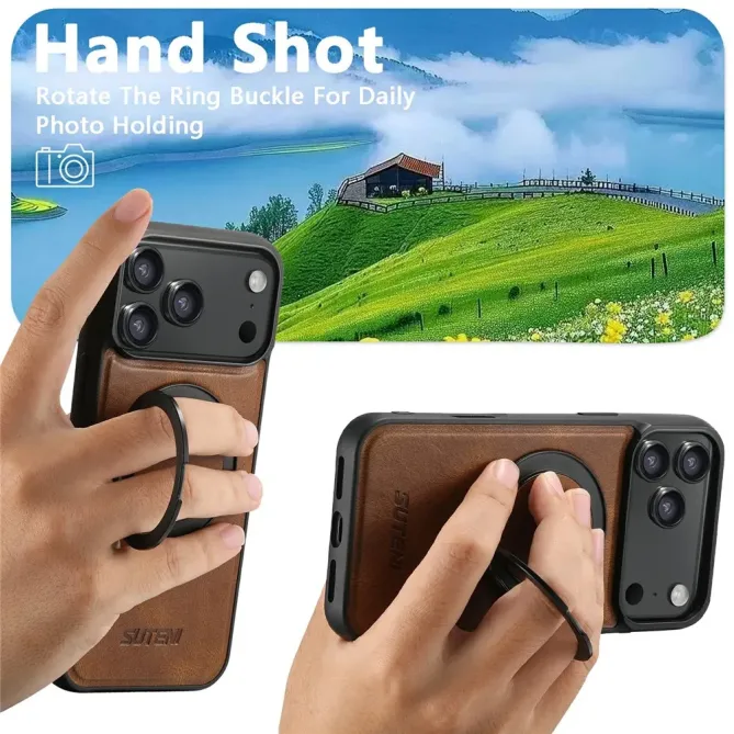 Coque iPhone 17 Pro Effet Cuir Ciré avec Anneau