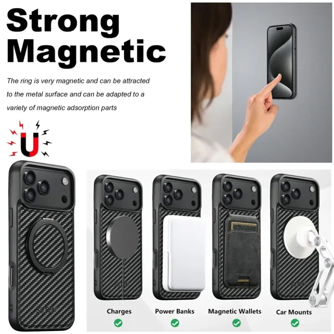 Coque iPhone 17 Pro Fibre de Carbone avec Anneau | COMMANDO