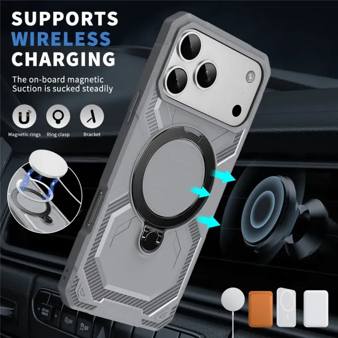 Coque iPhone 17 Pro Antichoc Militaire MagSafe avec Anneau-Support