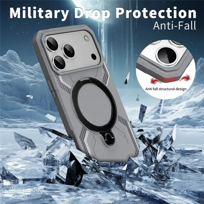 Coque iPhone 17 Pro Antichoc Militaire MagSafe avec Anneau-Support