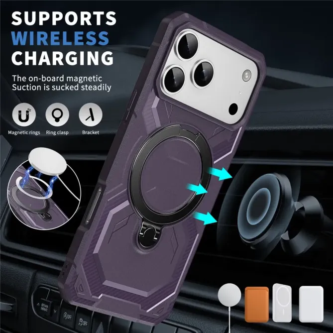 Coque iPhone 17 Pro Antichoc Militaire MagSafe avec Anneau-Support