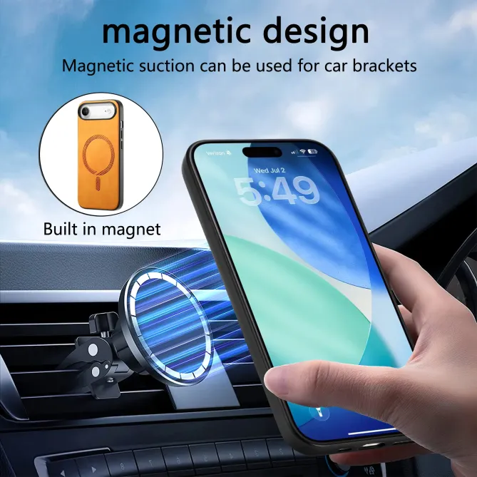 Coque iPhone Air Imitation Cuir Compatible MagSafe
