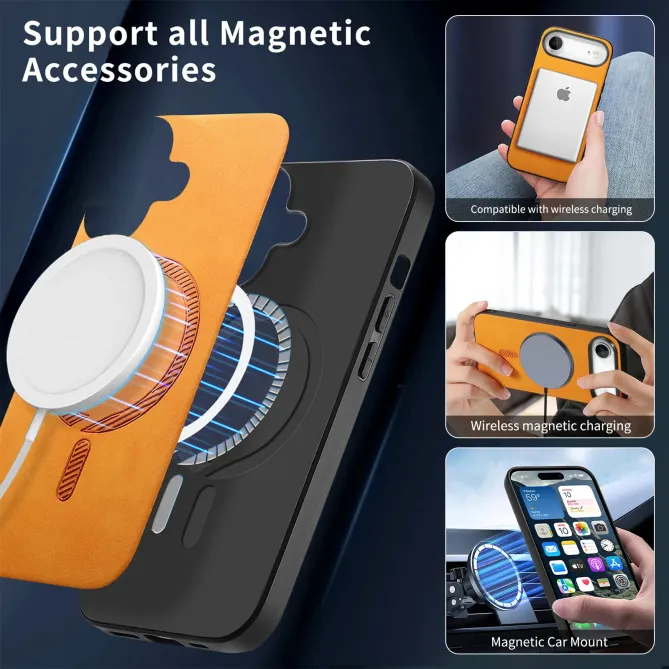 Coque iPhone Air Imitation Cuir Compatible MagSafe