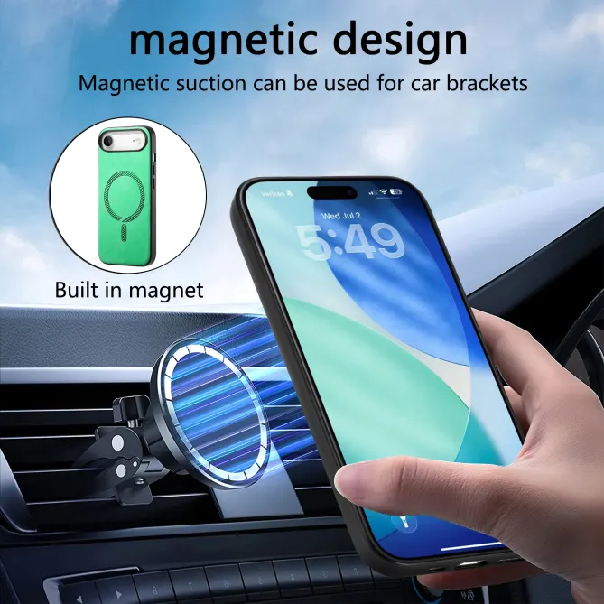 Coque iPhone Air Imitation Cuir Compatible MagSafe