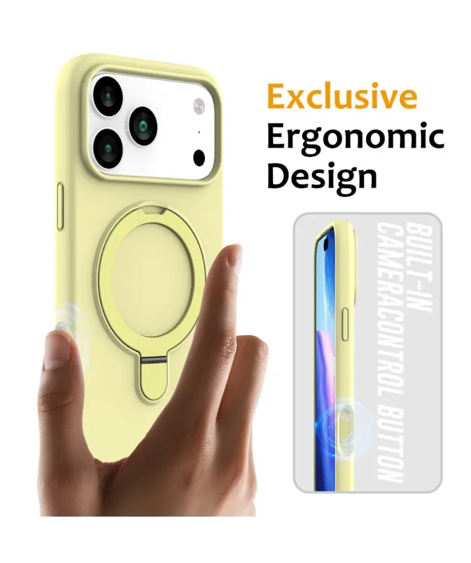 Coque iPhone 17 Pro Silicone MagSafe avec Anneau-Support