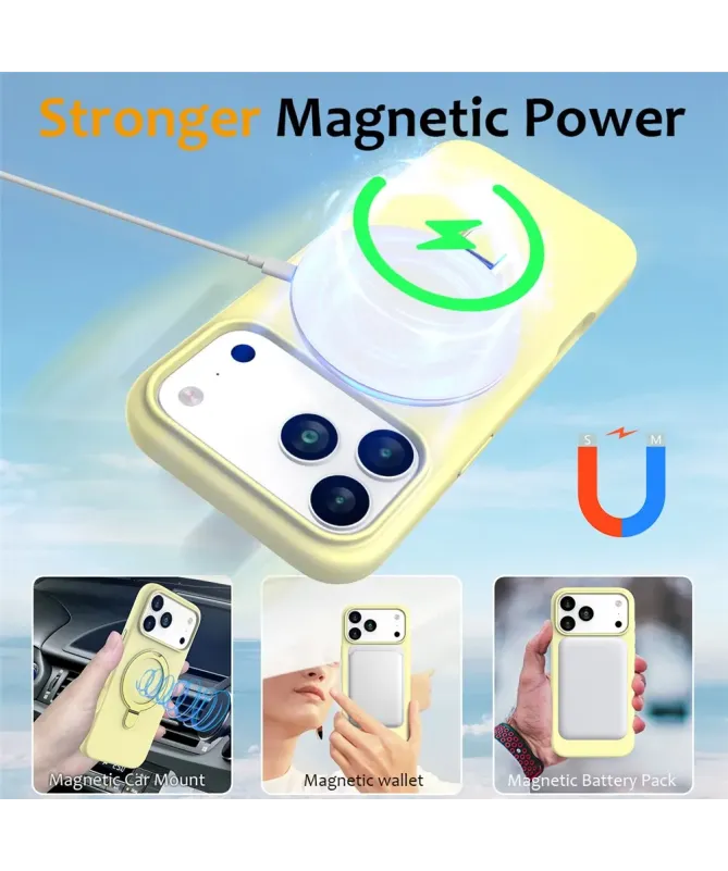 Coque iPhone 17 Pro Silicone MagSafe avec Anneau-Support