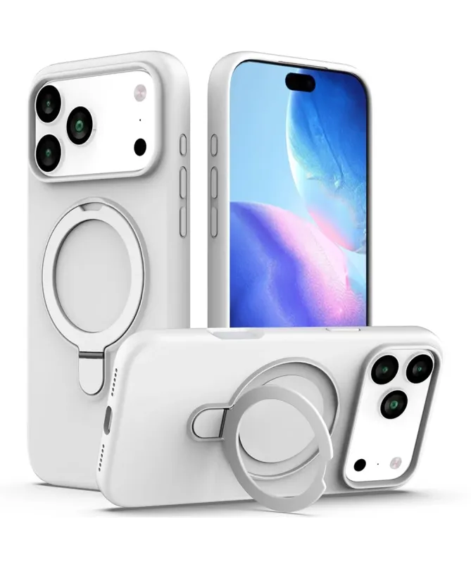 Coque iPhone 17 Pro Silicone MagSafe avec Anneau-Support