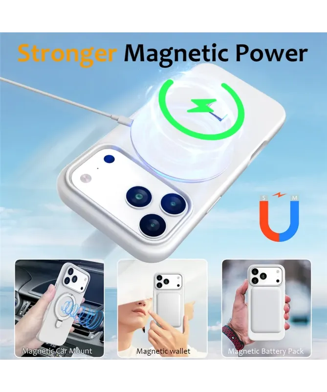 Coque iPhone 17 Pro Silicone MagSafe avec Anneau-Support