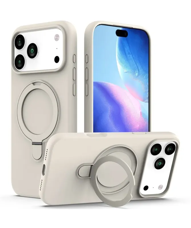 Coque iPhone 17 Pro Silicone MagSafe avec Anneau-Support