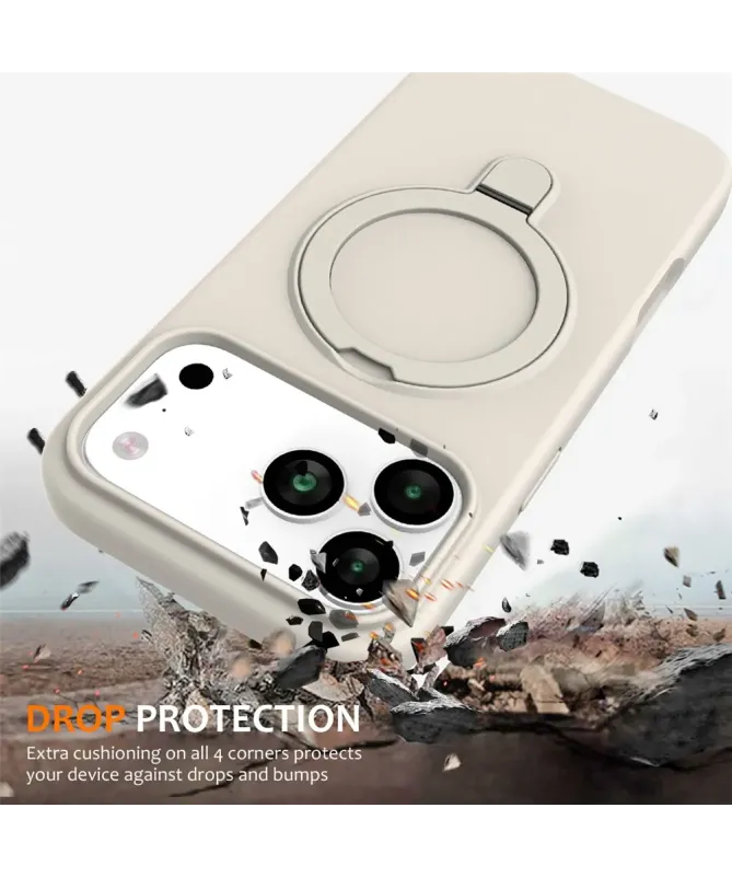 Coque iPhone 17 Pro Silicone MagSafe avec Anneau-Support