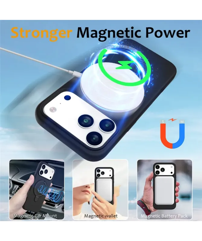 Coque iPhone 17 Pro Silicone MagSafe avec Anneau-Support