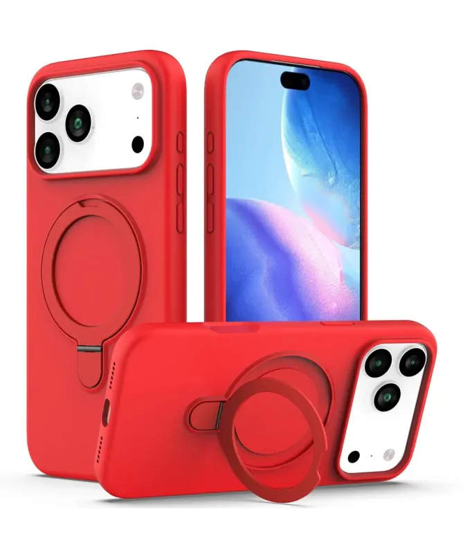 Coque iPhone 17 Pro Silicone MagSafe avec Anneau-Support