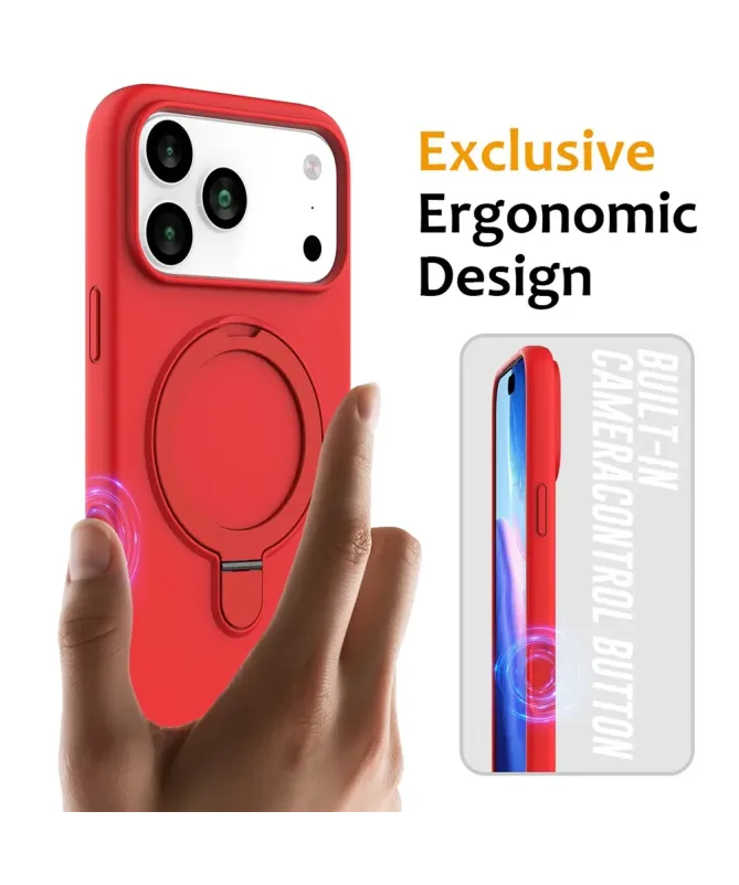 Coque iPhone 17 Pro Silicone MagSafe avec Anneau-Support