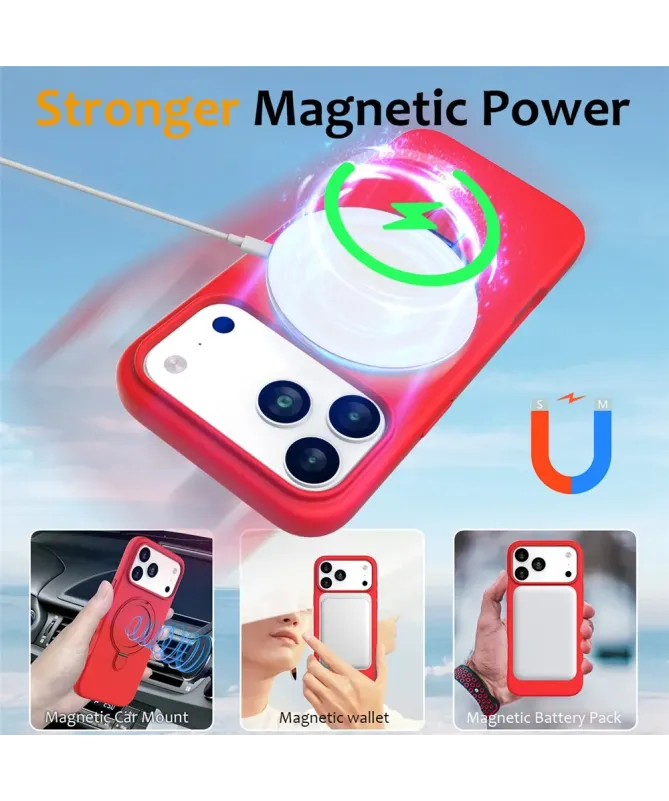 Coque iPhone 17 Pro Silicone MagSafe avec Anneau-Support