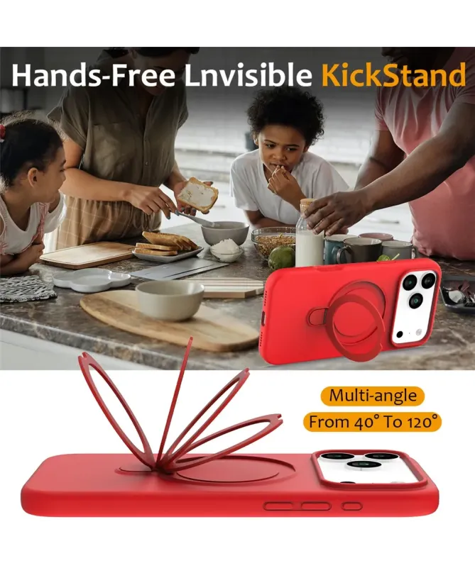 Coque iPhone 17 Pro Silicone MagSafe avec Anneau-Support