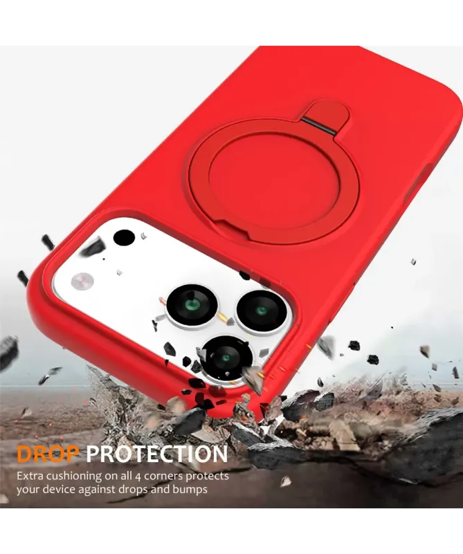 Coque iPhone 17 Pro Silicone MagSafe avec Anneau-Support