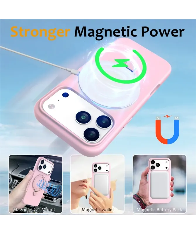 Coque iPhone 17 Pro Silicone MagSafe avec Anneau-Support